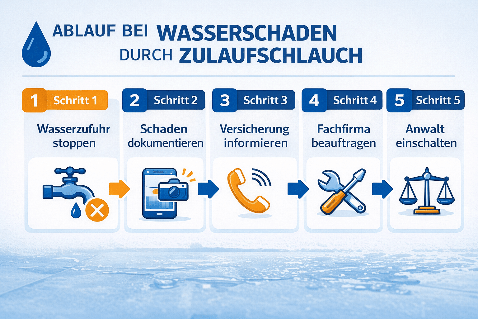 Zulaufschlauch geplatzt Wasserschaden - Versicherungsrecht VSP Kanzlei